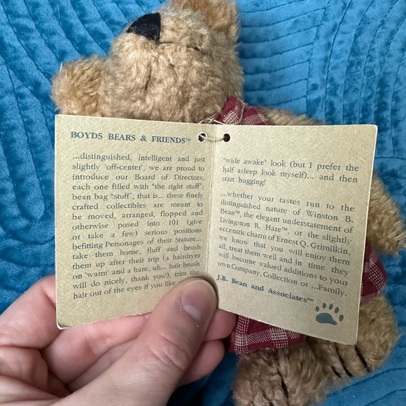 Boyds Bears Samuel with red overalls and a bow tie - Picture 7 of 8